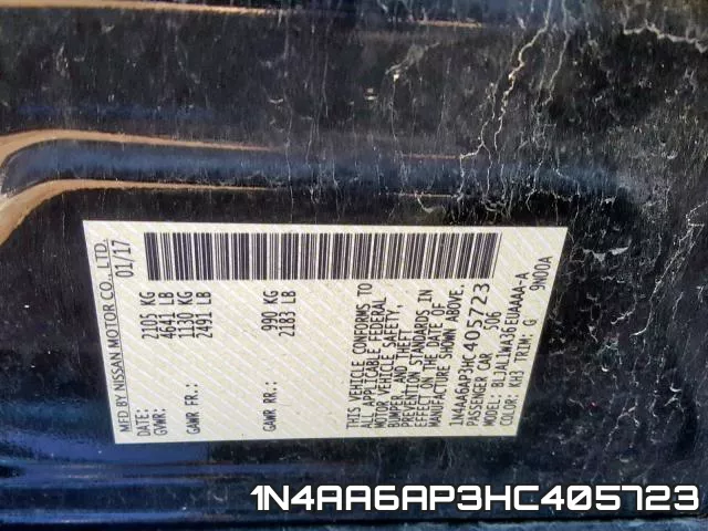 1N4AA6AP3HC405723 фото 2