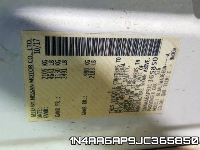 1N4AA6AP9JC365850 фото 2