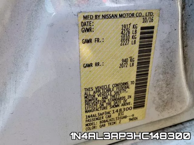 1N4AL3AP3HC148300 фото 2