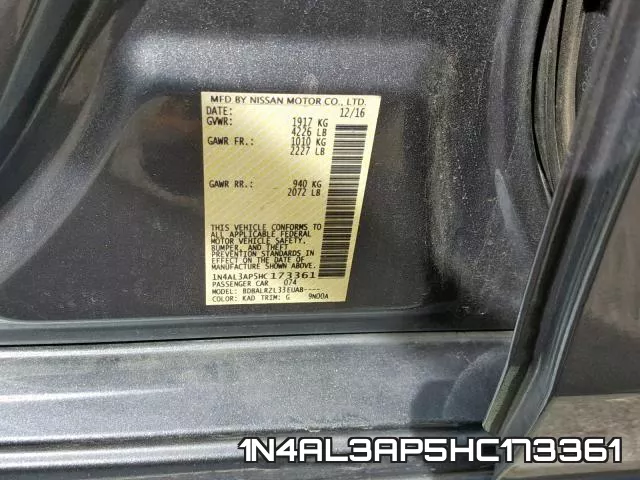 1N4AL3AP5HC173361 фото 2