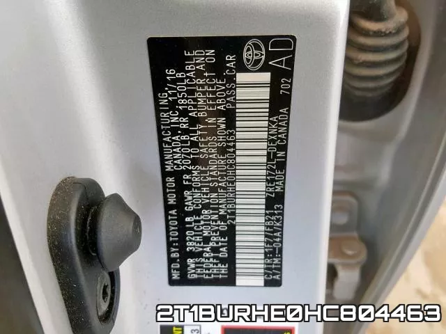 2T1BURHE0HC804463 фото 2