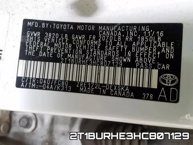 2T1BURHE3HC807129 фото 2