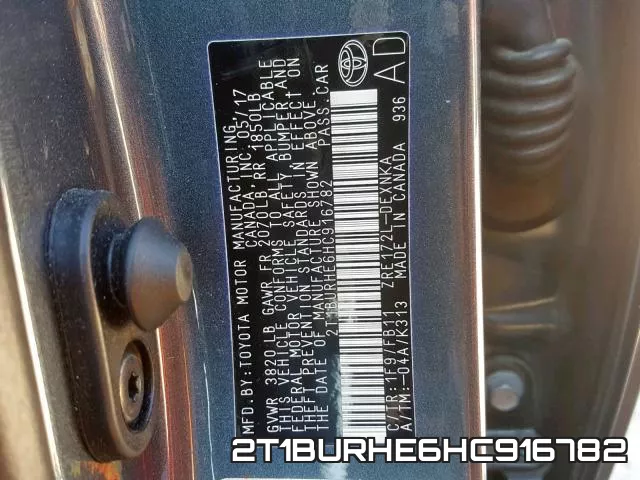 2T1BURHE6HC916782 фото 2
