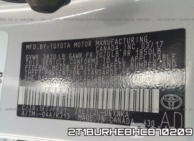 2T1BURHE8HC870209 фото 10