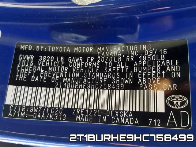 2T1BURHE9HC758499 фото 2