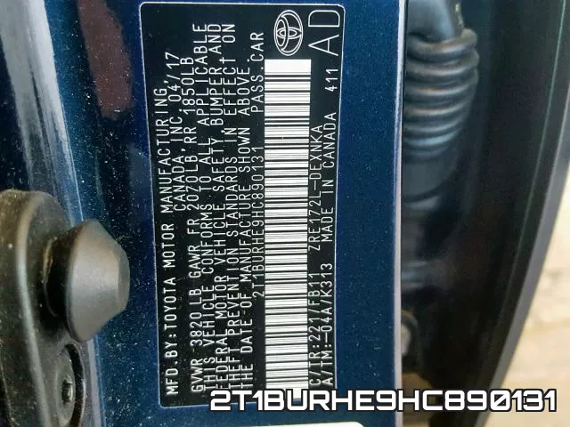 2T1BURHE9HC890131 фото 2