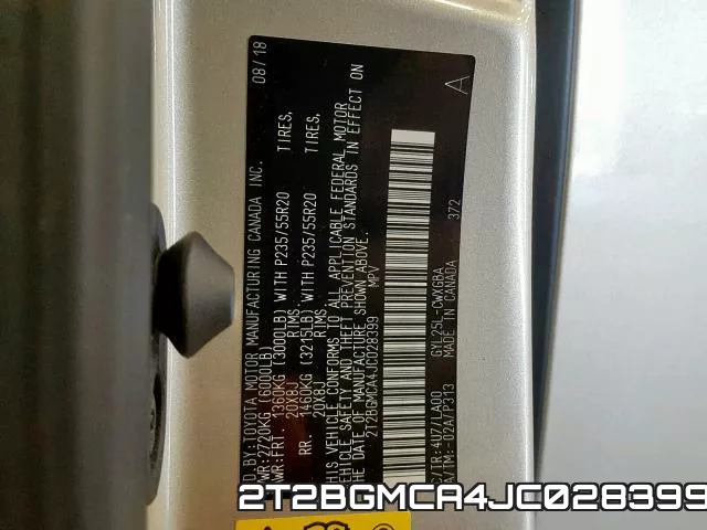 2T2BGMCA4JC028399 фото 2