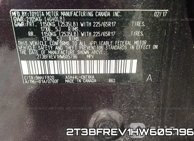 2T3BFREV1HW605796 фото 10