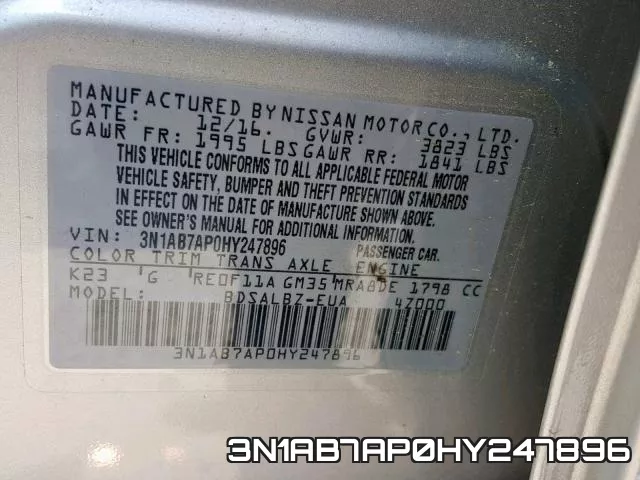 3N1AB7AP0HY247896 фото 2