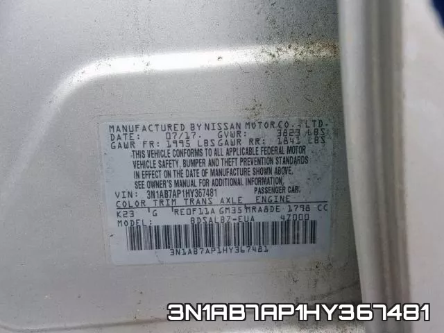 3N1AB7AP1HY367481 фото 2