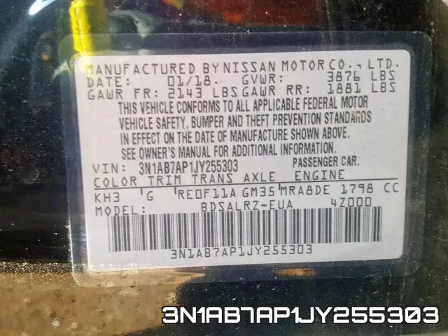 3N1AB7AP1JY255303 фото 2