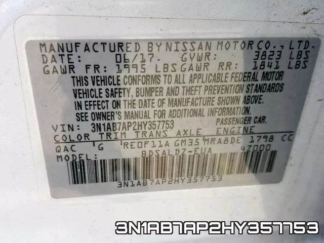 3N1AB7AP2HY357753 фото 2
