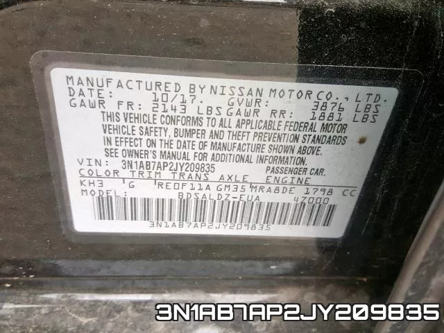 3N1AB7AP2JY209835 фото 2