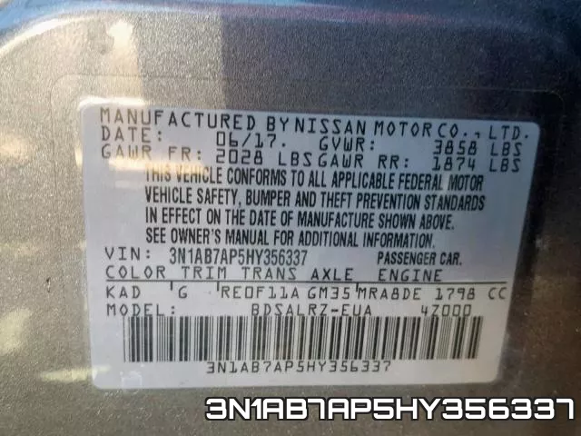 3N1AB7AP5HY356337 фото 2