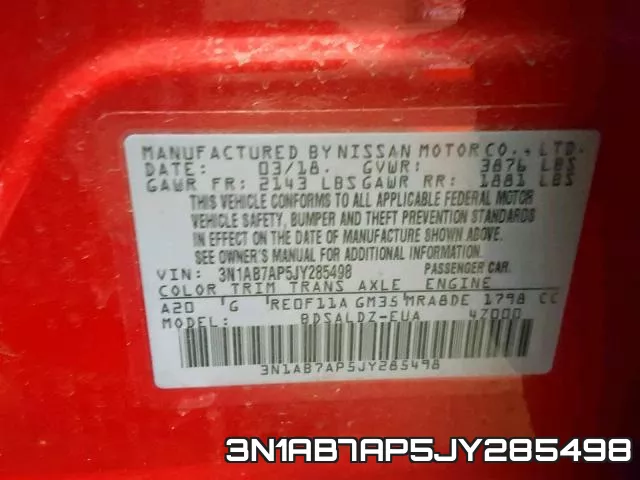 3N1AB7AP5JY285498 фото 2