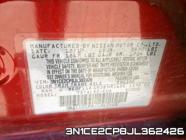 3N1CE2CP8JL362426 фото 2