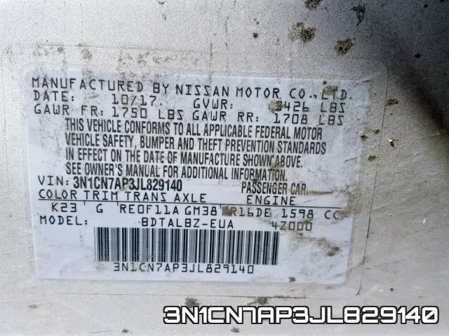3N1CN7AP3JL829140 фото 2