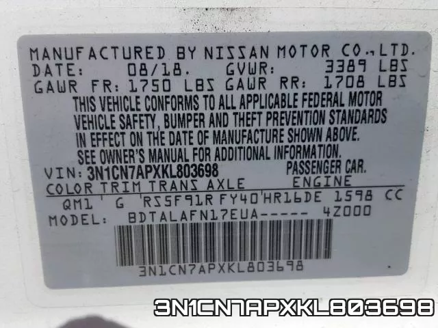 3N1CN7APXKL803698 фото 2