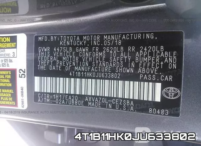 4T1B11HK0JU633802 фото 10