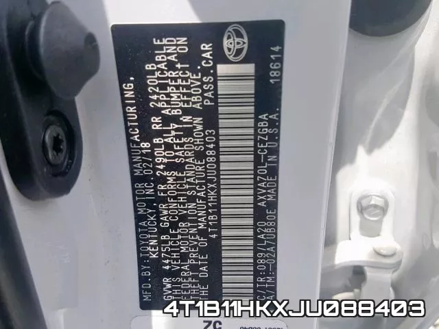 4T1B11HKXJU088403 фото 2