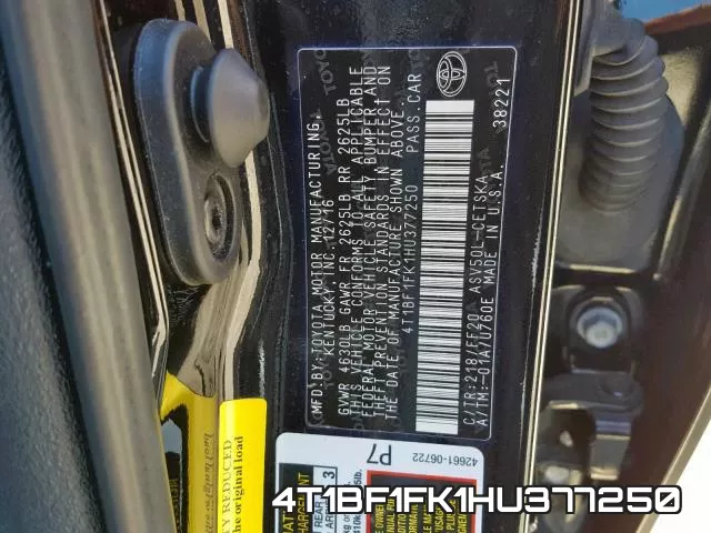4T1BF1FK1HU377250 фото 2