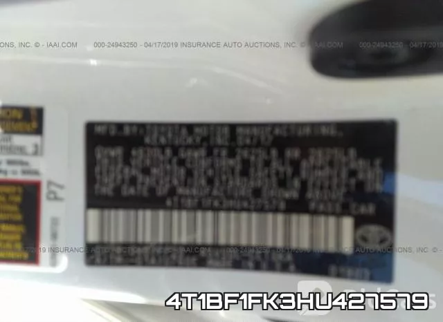 4T1BF1FK3HU427579 фото 9