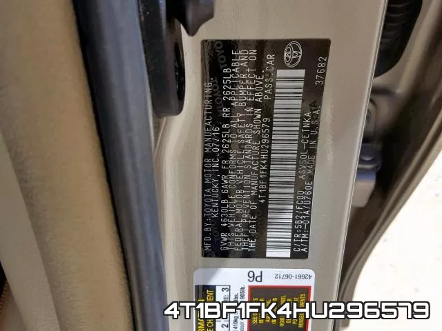 4T1BF1FK4HU296579 фото 2