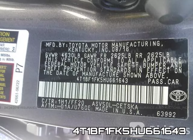 4T1BF1FK5HU661643 фото 10