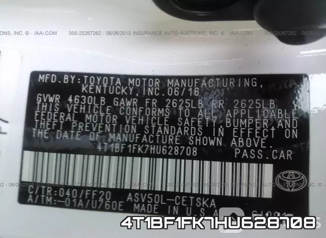 4T1BF1FK7HU628708 фото 10