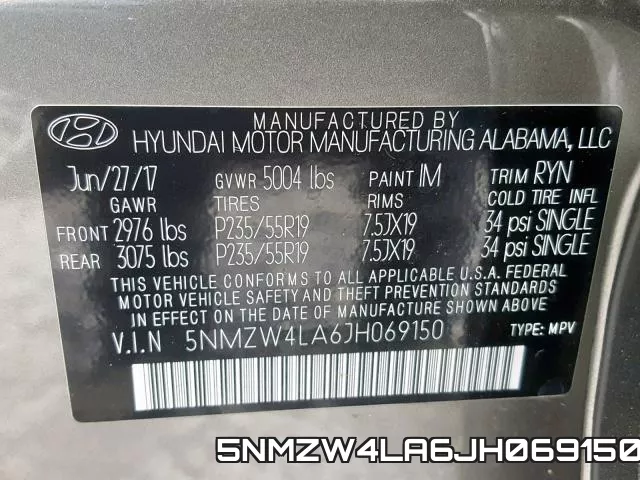 5NMZW4LA6JH069150 фото 2