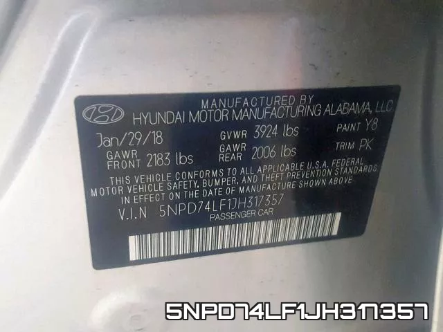 5NPD74LF1JH317357 фото 2
