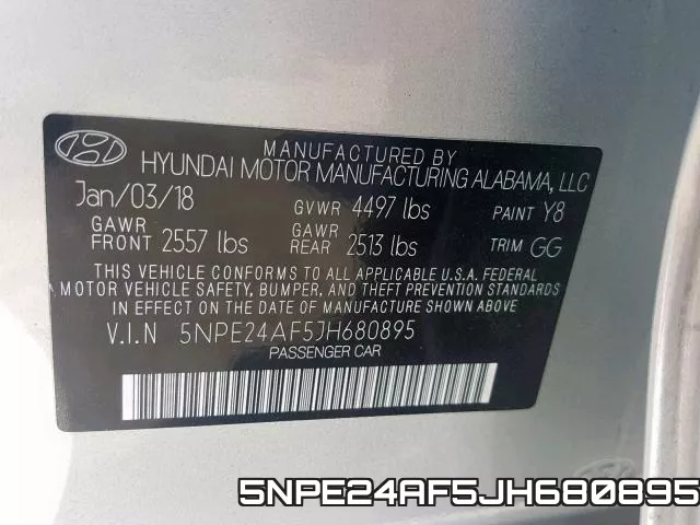 5NPE24AF5JH680895 фото 2