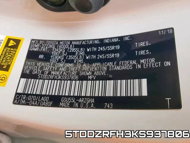 5TDDZRFH3KS937806 фото 2