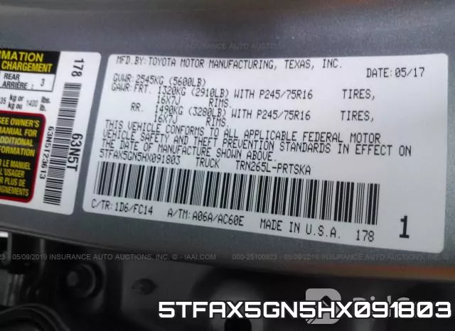 5TFAX5GN5HX091803 фото 10