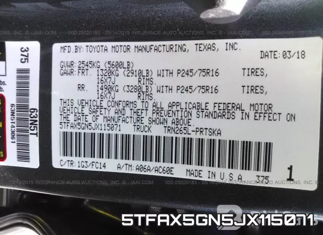 5TFAX5GN5JX115071 фото 10