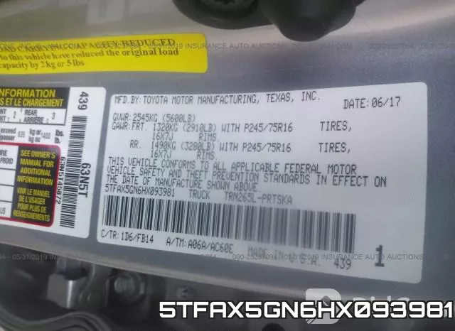 5TFAX5GN6HX093981 фото 10