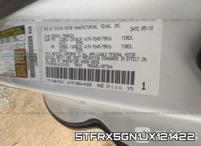 5TFRX5GN1JX121422 фото 10