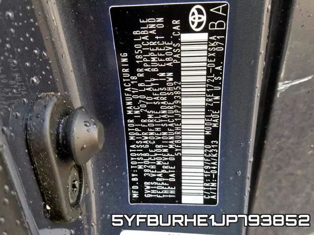 5YFBURHE1JP793852 фото 2
