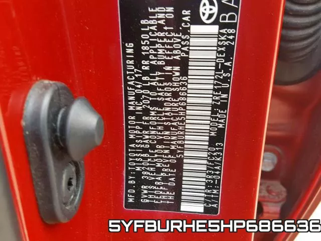 5YFBURHE5HP686636 фото 2
