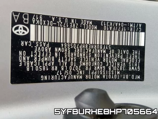 5YFBURHE8HP705664 фото 2