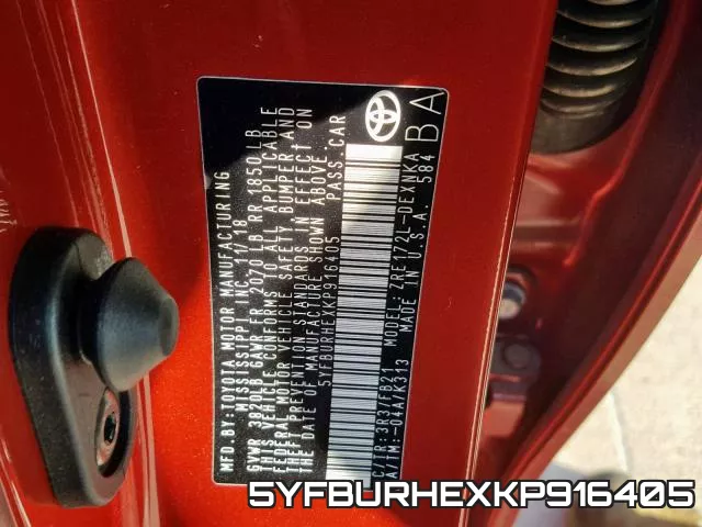 5YFBURHEXKP916405 фото 2