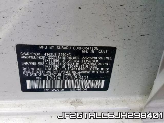JF2GTALC6JH298401 фото 2