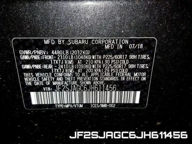 JF2SJAGC6JH611456 фото 2