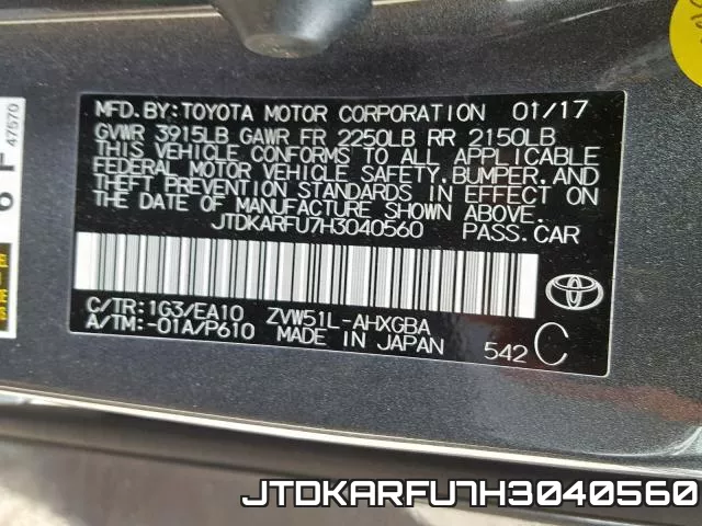 JTDKARFU7H3040560 фото 2
