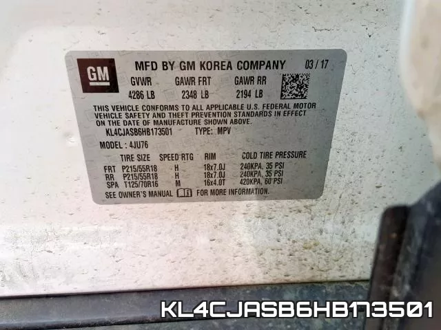 KL4CJASB6HB173501 фото 2
