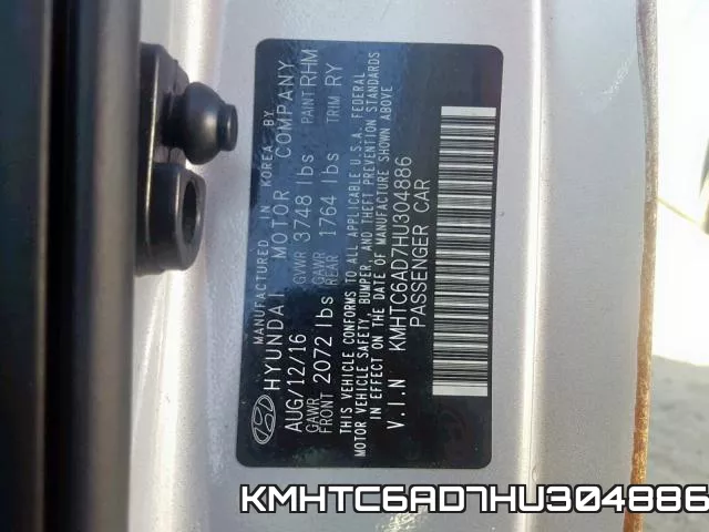 KMHTC6AD7HU304886 фото 2