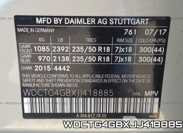 WDCTG4GBXJJ418885 фото 10