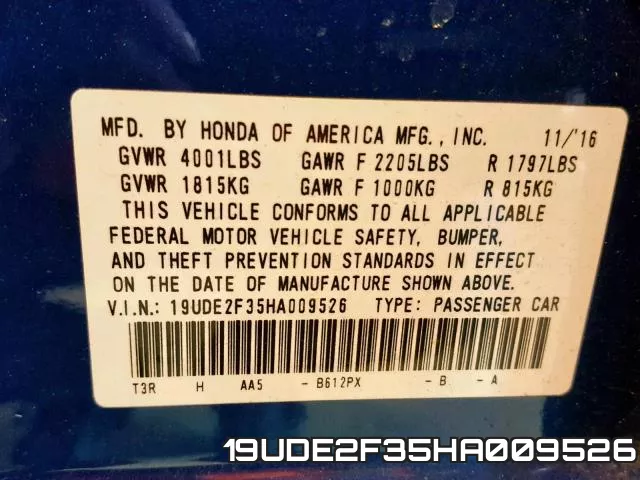 19UDE2F35HA009526 фото 2