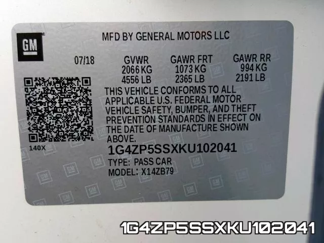 1G4ZP5SSXKU102041 фото 2