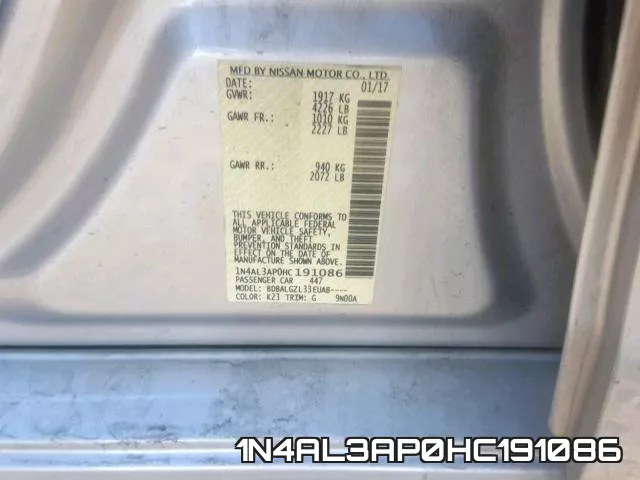 1N4AL3AP0HC191086 фото 2